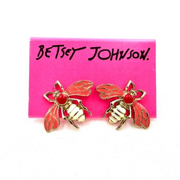 BETSEY JOHNSON EARRINGS FLY BEE BUG - Picture 8 of 9